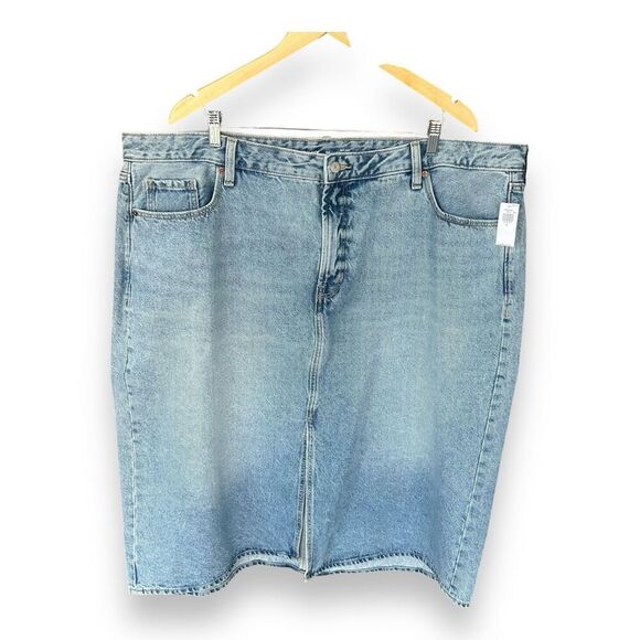 Old Navy Denim High Rise Secret Smooth Pockets Midi Skirt Plus Size 24 3XL - Picture 2 of 13